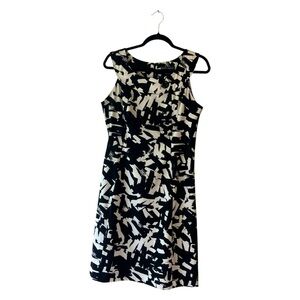 Jessica Howard Sleeveless Sheath Dress 12‎ Black and White Career Cocktail